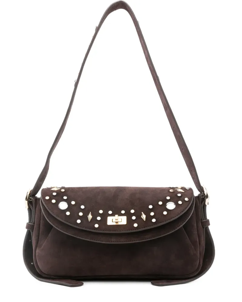 Sandro Verzierte Schultertasche mit Klappe - Braun Braun