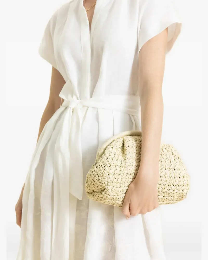 Eleventy raffia clutch - Nude Nude
