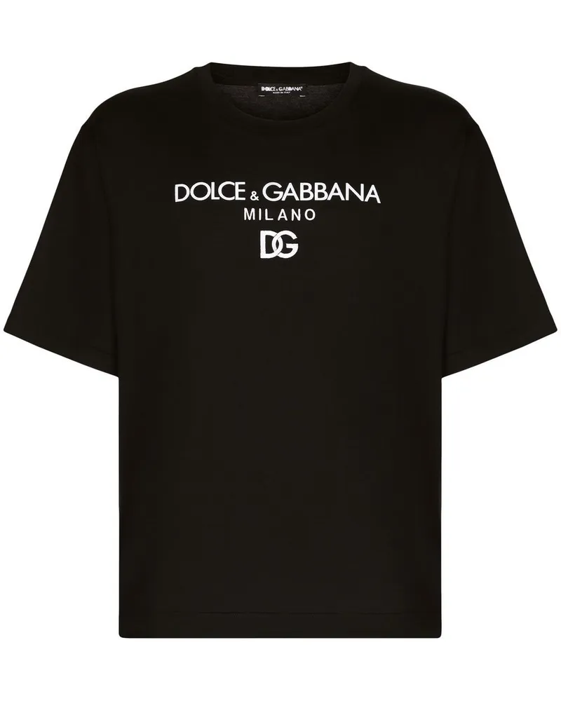 Dolce & Gabbana T-Shirt mit Logo-Stickerei - Schwarz Schwarz