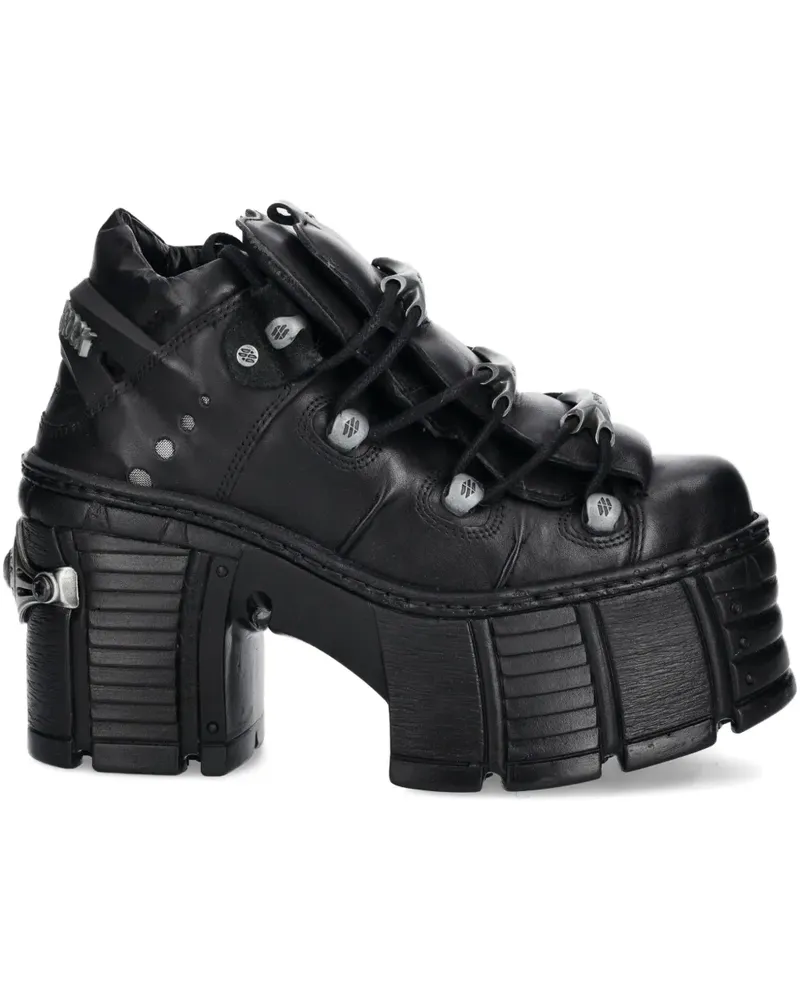 New Rock Plateau-Stiefel mit Schnallenriemen 120mm M-TM106-C2 - Schwarz Schwarz