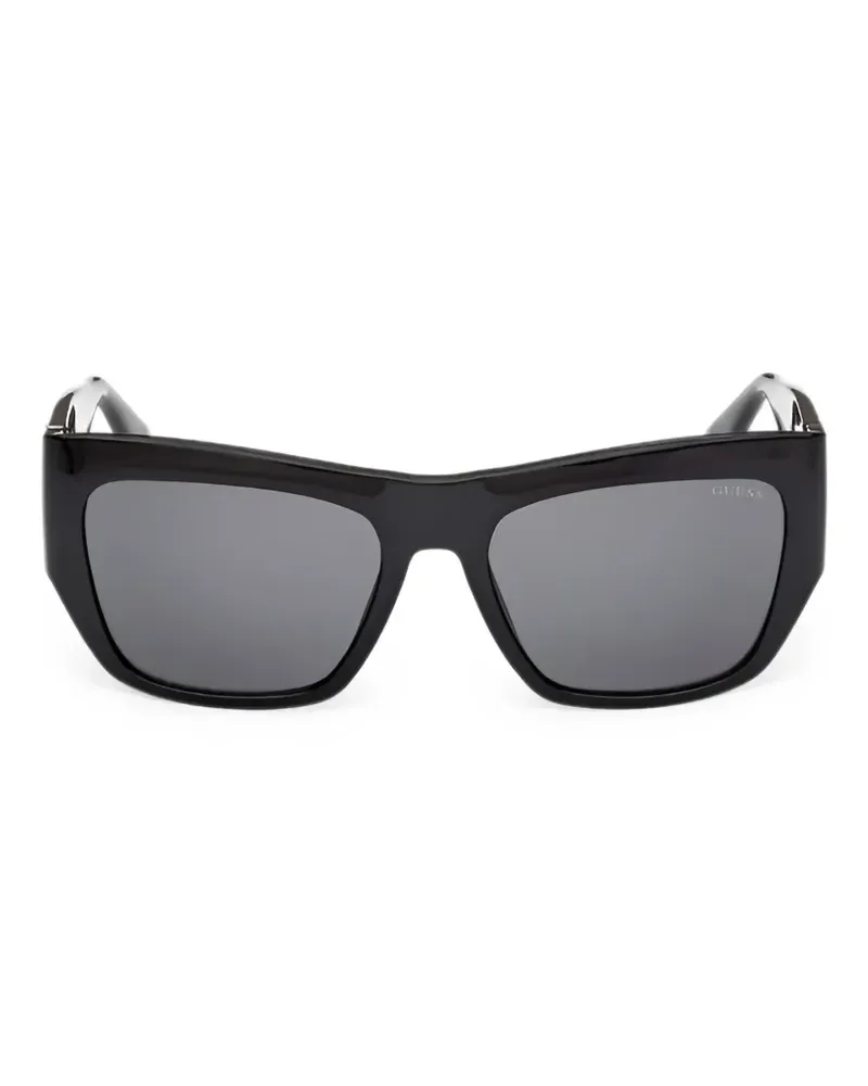 Guess Eckige Sonnenbrille mit Logo-Schild - Schwarz Schwarz
