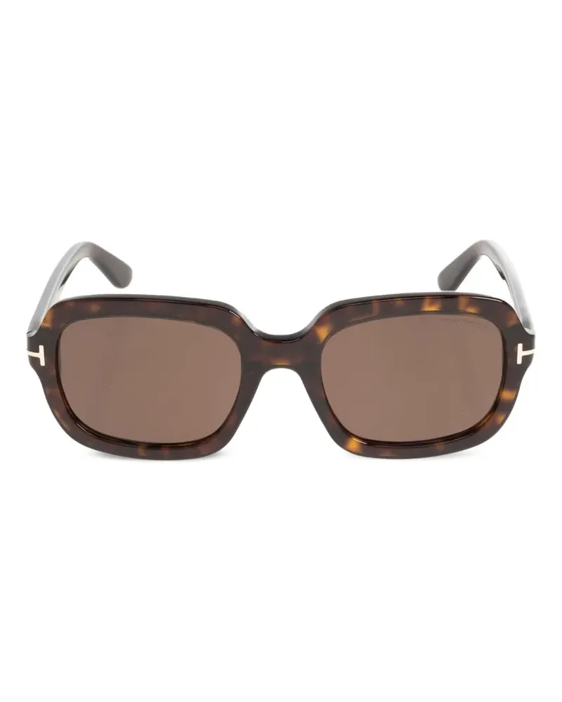 Tom Ford Eckige Sonnenbrille in Schildpattoptik - Braun Braun