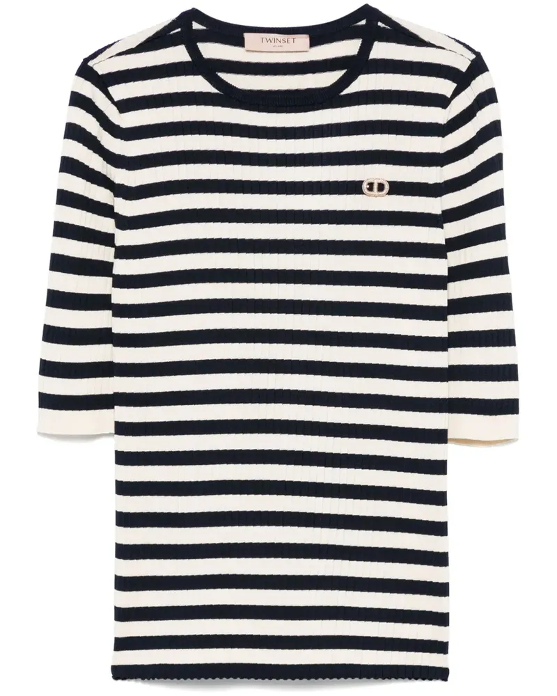 Twin-Set Gestreiftes T-Shirt - Blau Blau