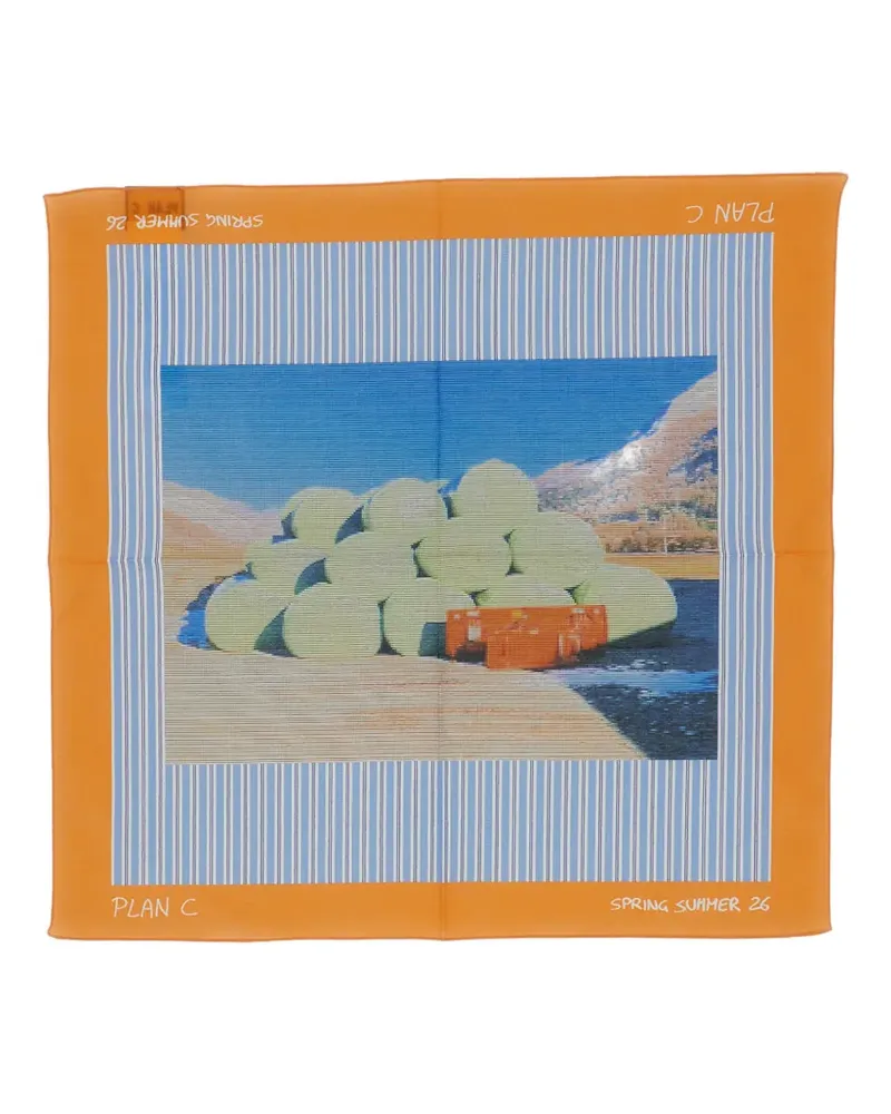 PLAN C Schal mit Print - Orange Orange