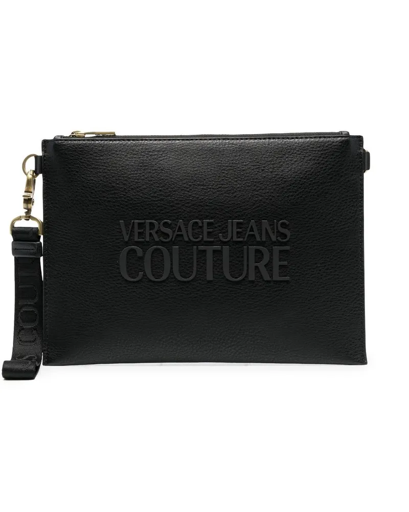 Versace Jeans Clutch mit Logo-Schild - Schwarz Schwarz
