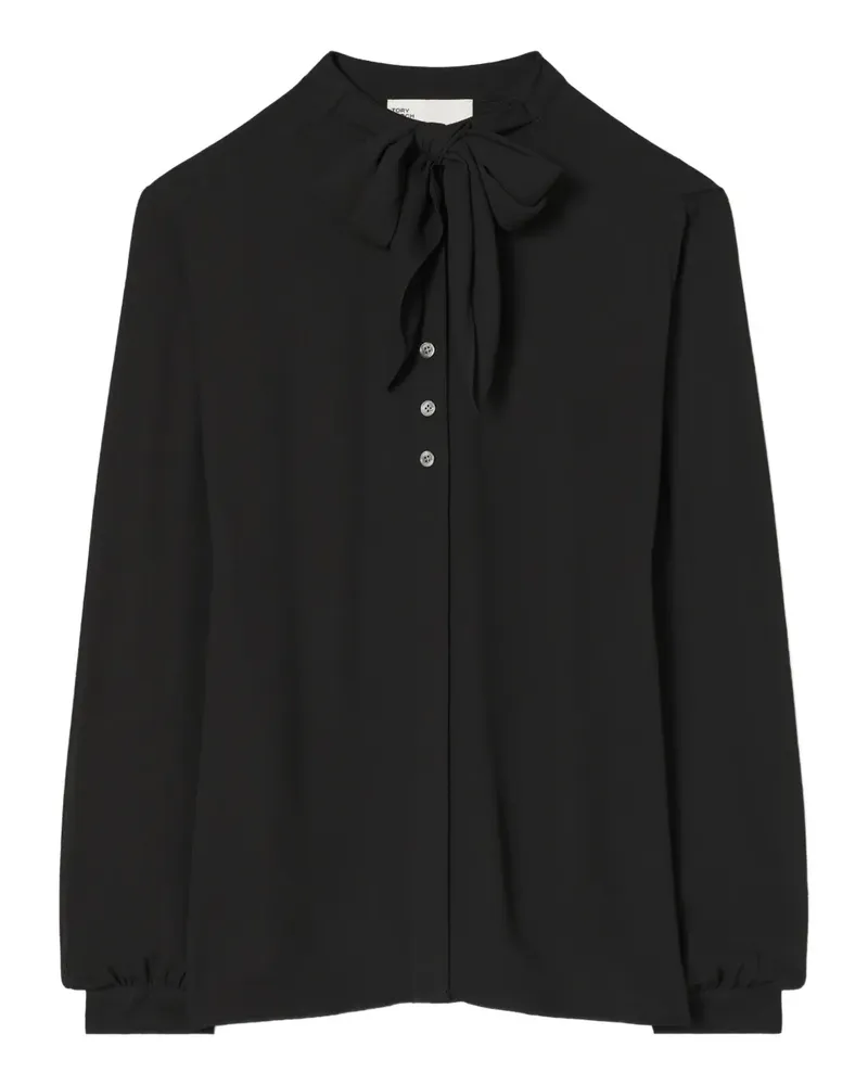 Tory Burch Georgette-Bluse mit Schleife - Schwarz Schwarz