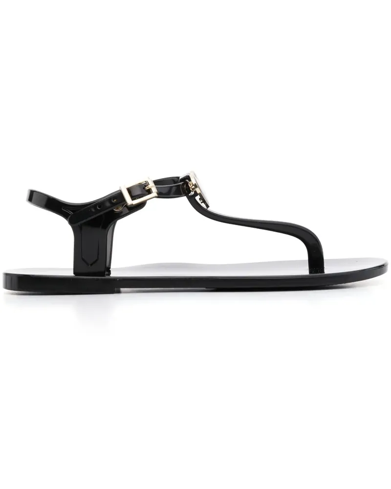 Moschino Sandalen mit Logo-Schild - Schwarz Schwarz