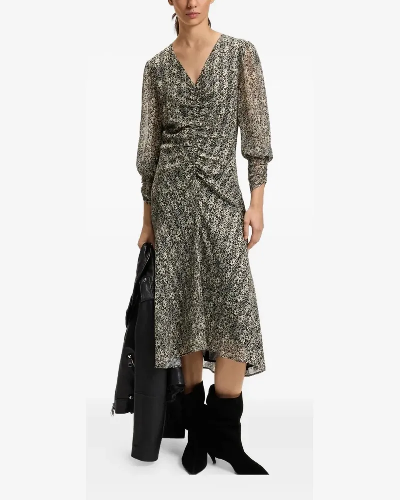 HUGO BOSS Midikleid mit Blumen-Print - Grau Grau