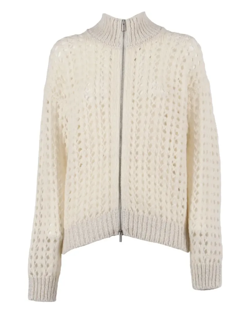 Peserico open-knit zip-up cardigan - Weiß Weiß