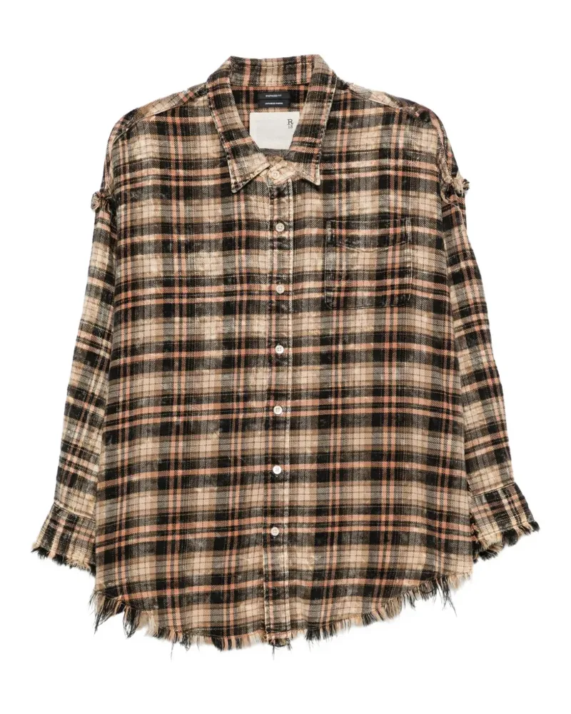 R13 frayed plaid shirt - Nude Nude