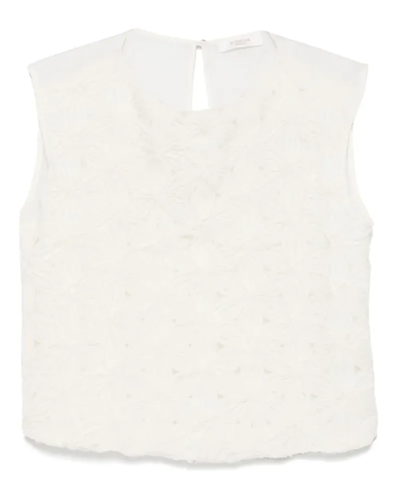 Slowear Bluse mit Blumenapplikation - Weiß Weiß