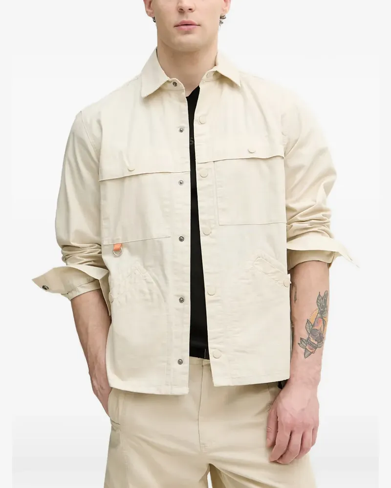 Benetton ripstop-textured multi-pocket shirt - Nude Nude