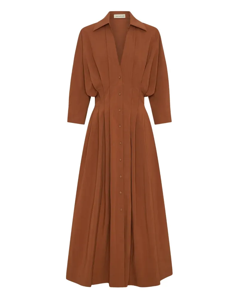 NICHOLAS Lanae Midikleid mit Falten - Orange Orange