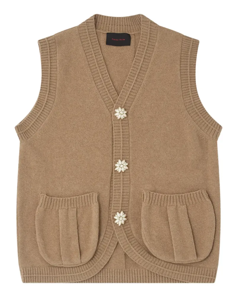 Simone Rocha pearl-button pocket vest - Braun Braun