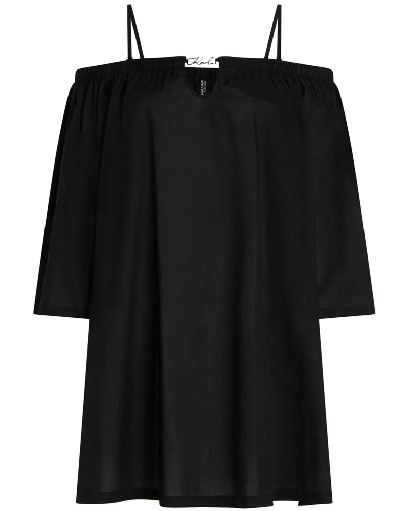 Karl Lagerfeld Schulterfreies Signature Strandkleid - Schwarz Schwarz