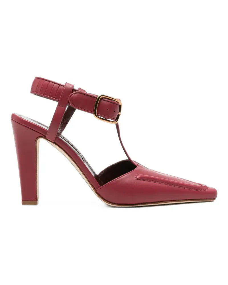 Manolo Blahnik Melusina leather T-bar pumps - Rot Rot