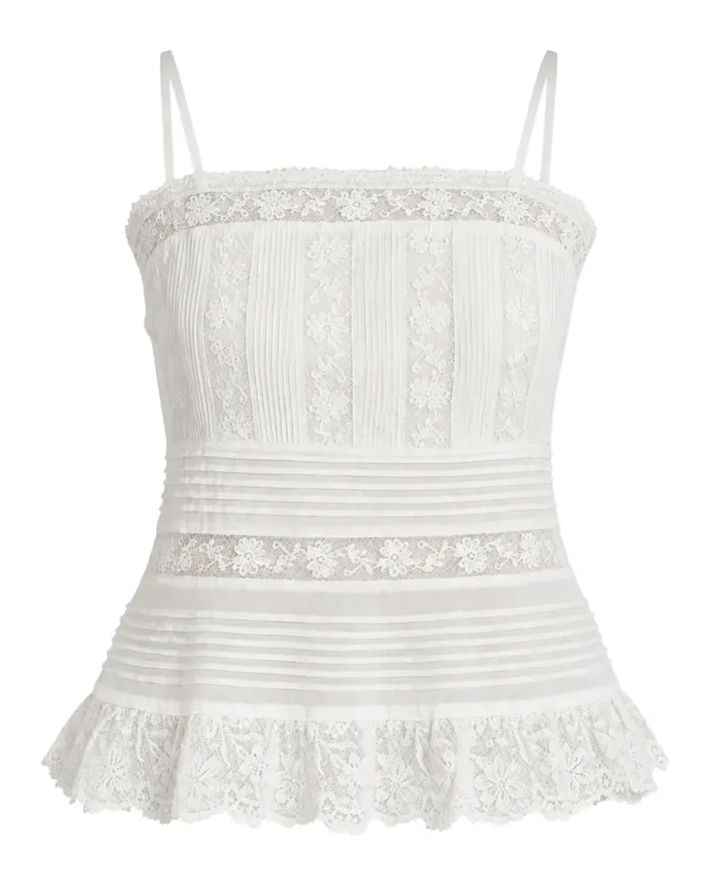 LoveShackFancy Charlan lace-trim top - Weiß Weiß