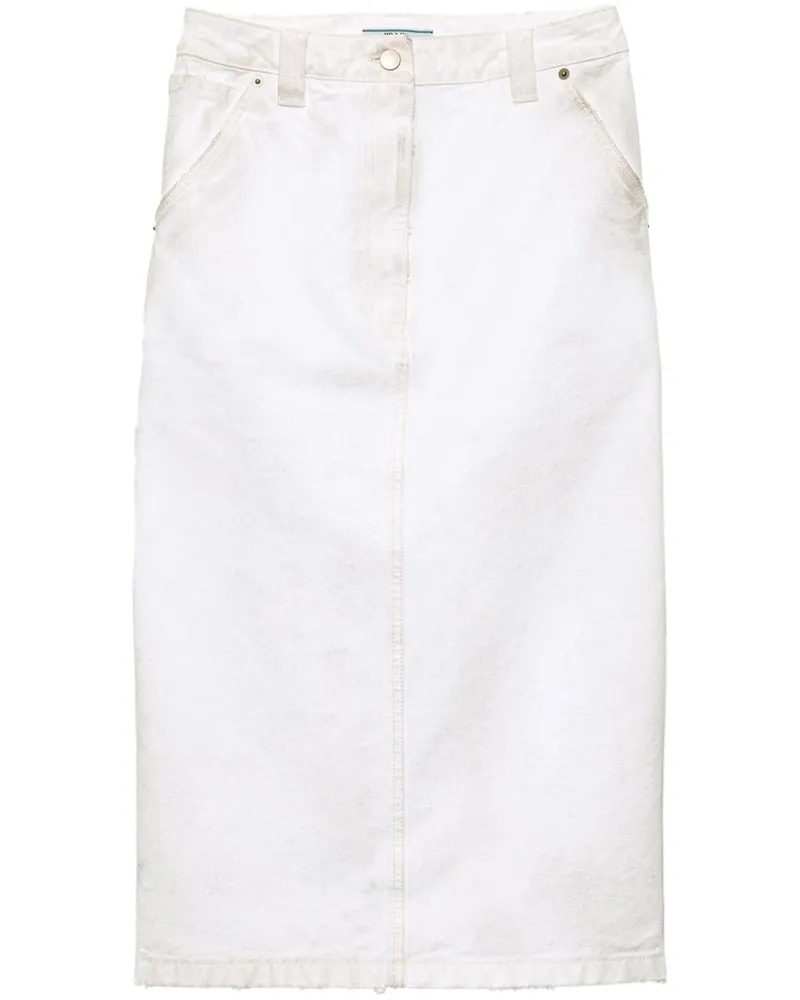 Prada Bleistiftrock aus Canvas - Weiß Weiß