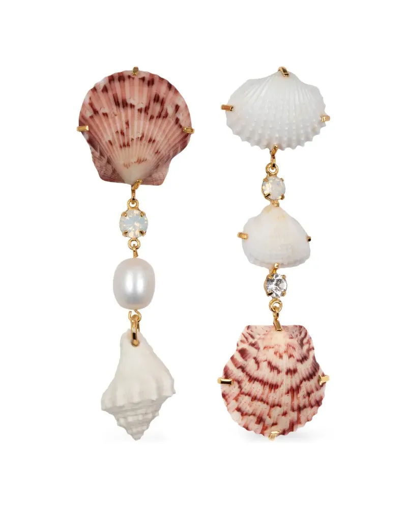 Jennifer Behr Derya shell-embellished drop earrings - Gold Gold