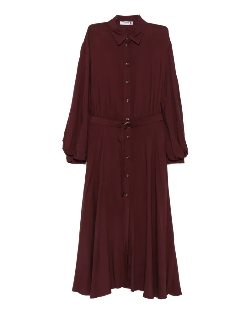 Please belted button-down midi dress - Rot Rot
