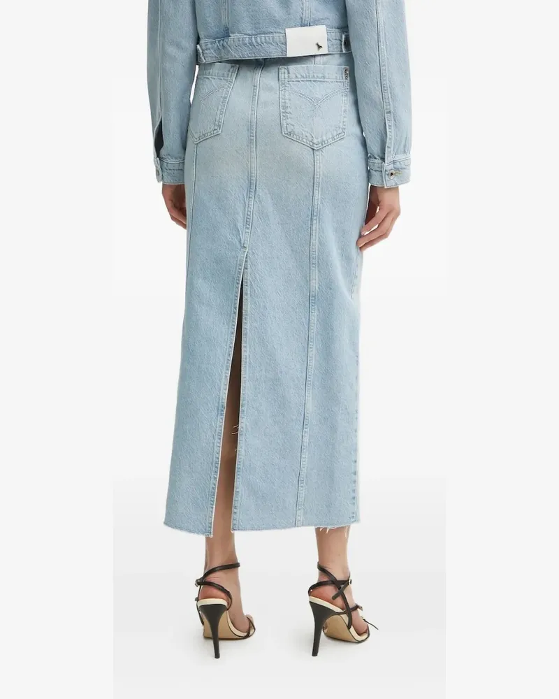 Patrizia Pepe Jeans-Midirock mit Fly-Stickerei - Blau Blau