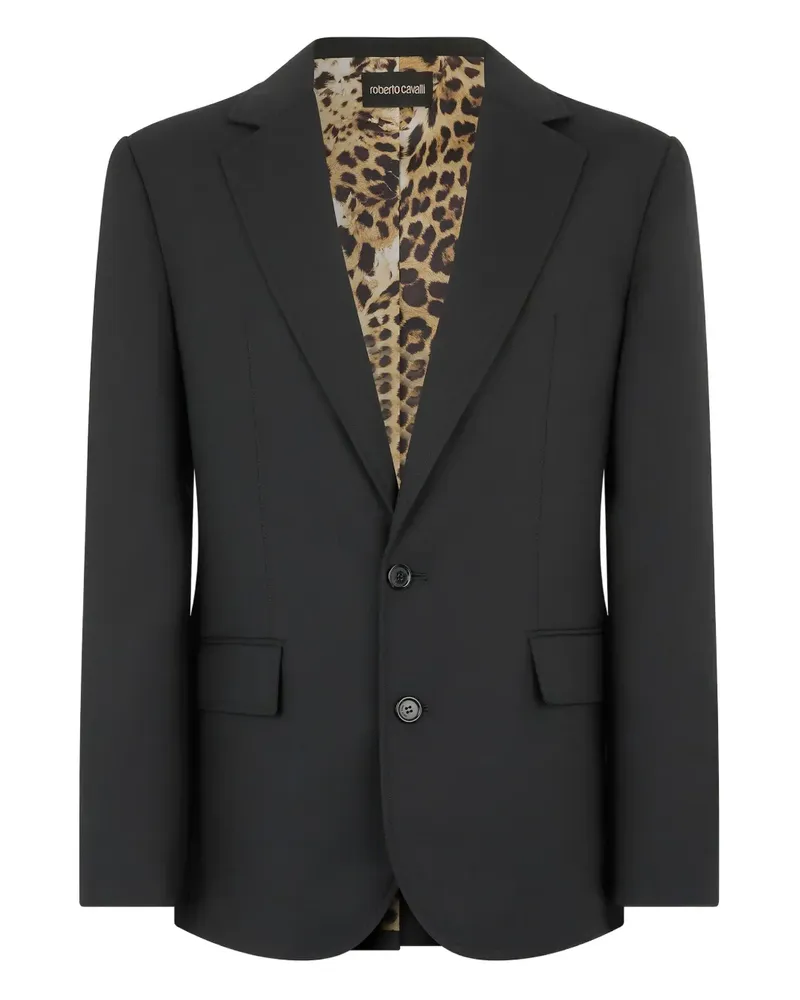 Roberto Cavalli Sakko mit Leoparden-Print - Schwarz Schwarz