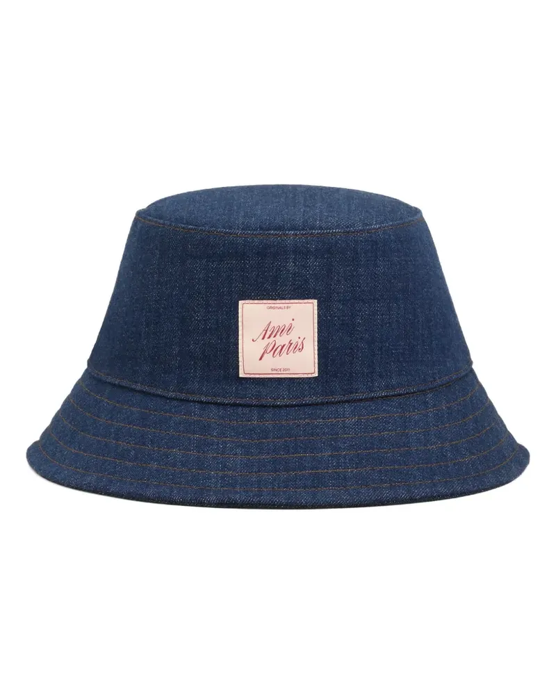 AMI Paris Fischerhut mit Logo-Detail - Blau Blau