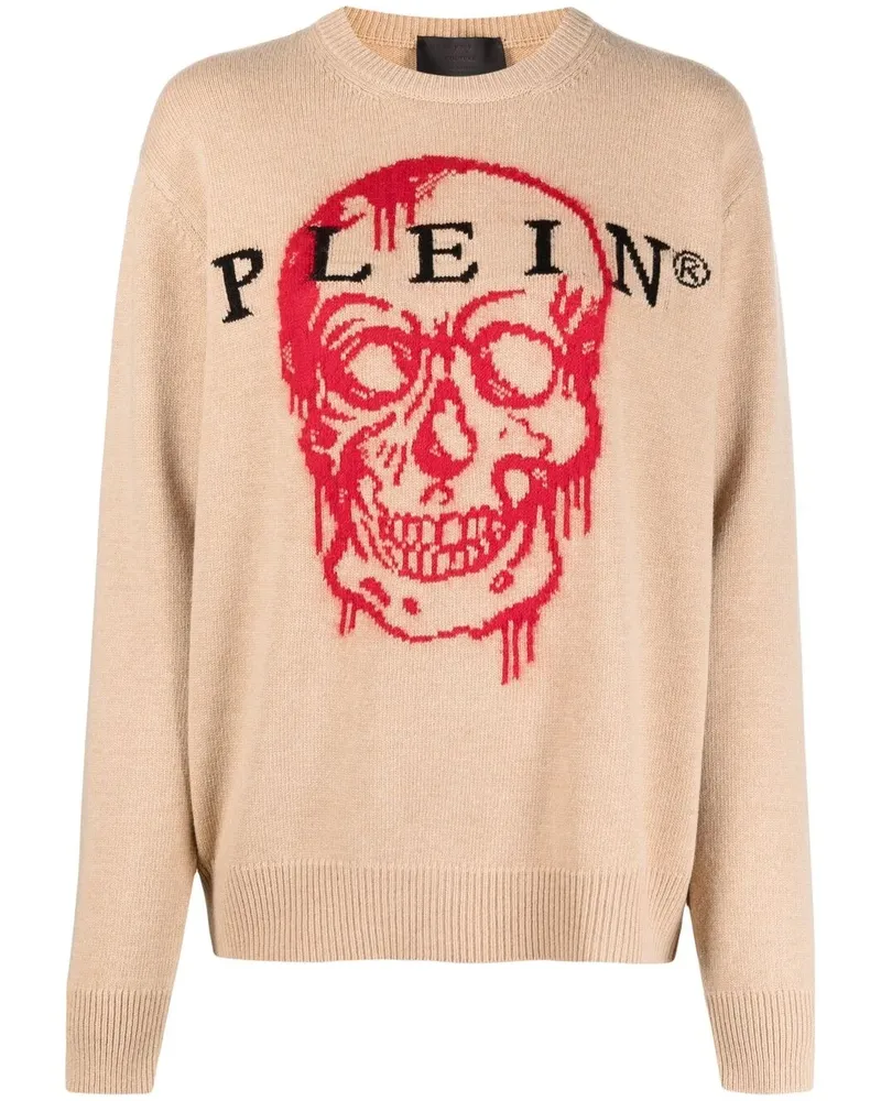 Philipp Plein Intarsien-Pullover mit Totenkopf - Nude Nude