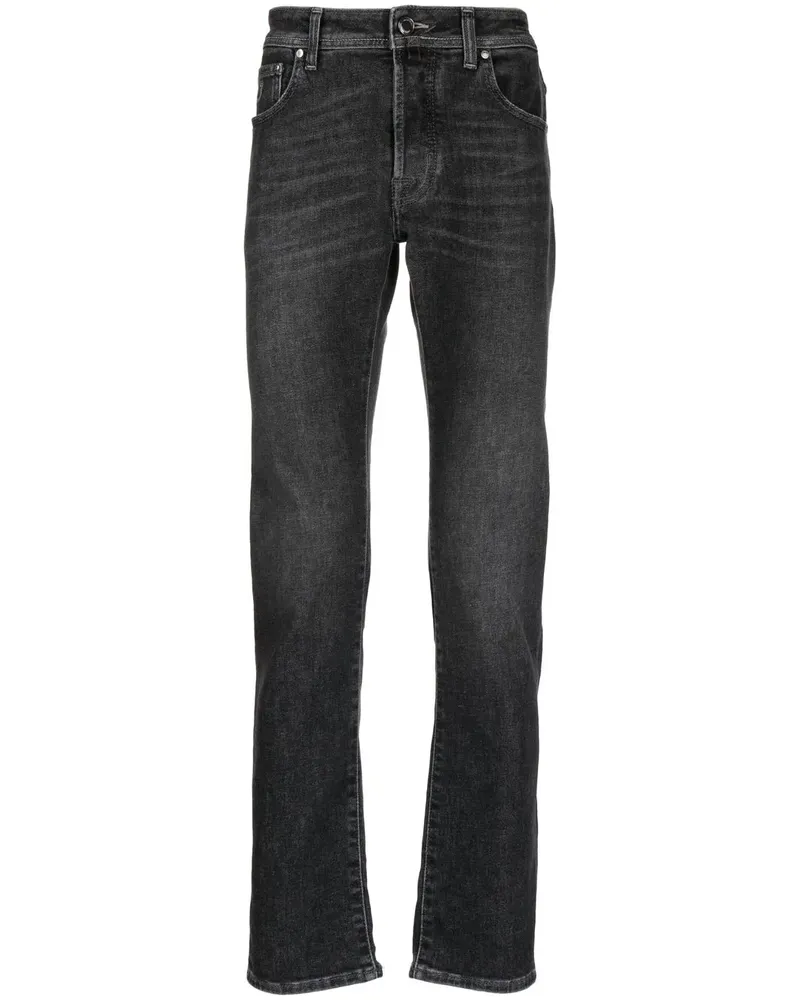 Jacob Cohën Gerade Jeans mit Logo-Stickerei - Schwarz Schwarz