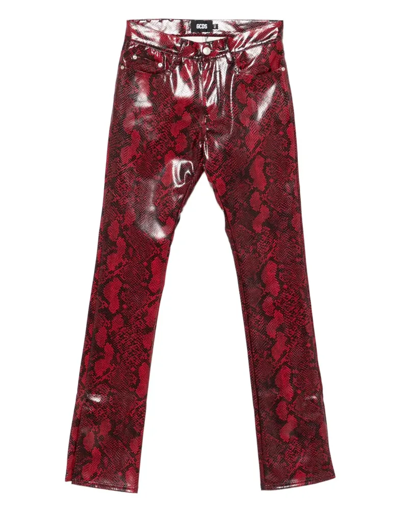 GCDS Hose mit Schlangenleder-Print - Rot Rot