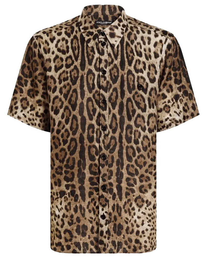Dolce & Gabbana Hemd mit Leoparden-Print - Braun Braun