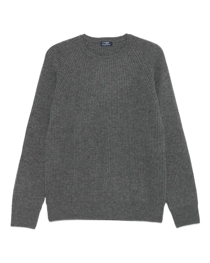BARBA Gerippter Pullover mit Raglanärmeln - Grau Grau