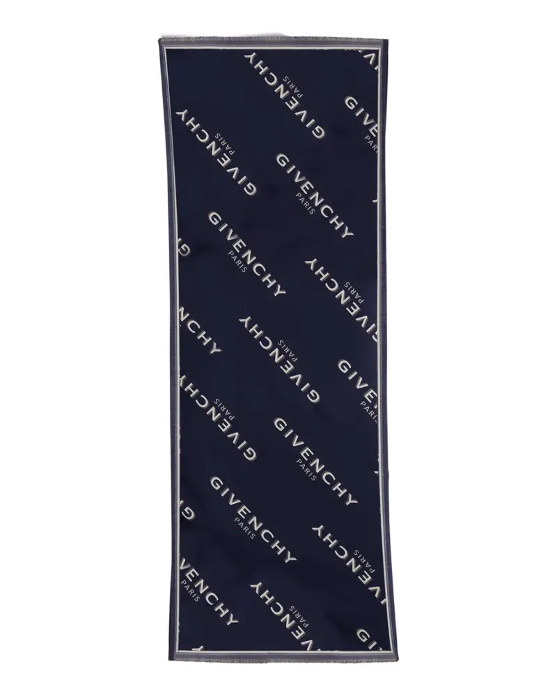 Givenchy monogram fringed scarf - Blau Blau