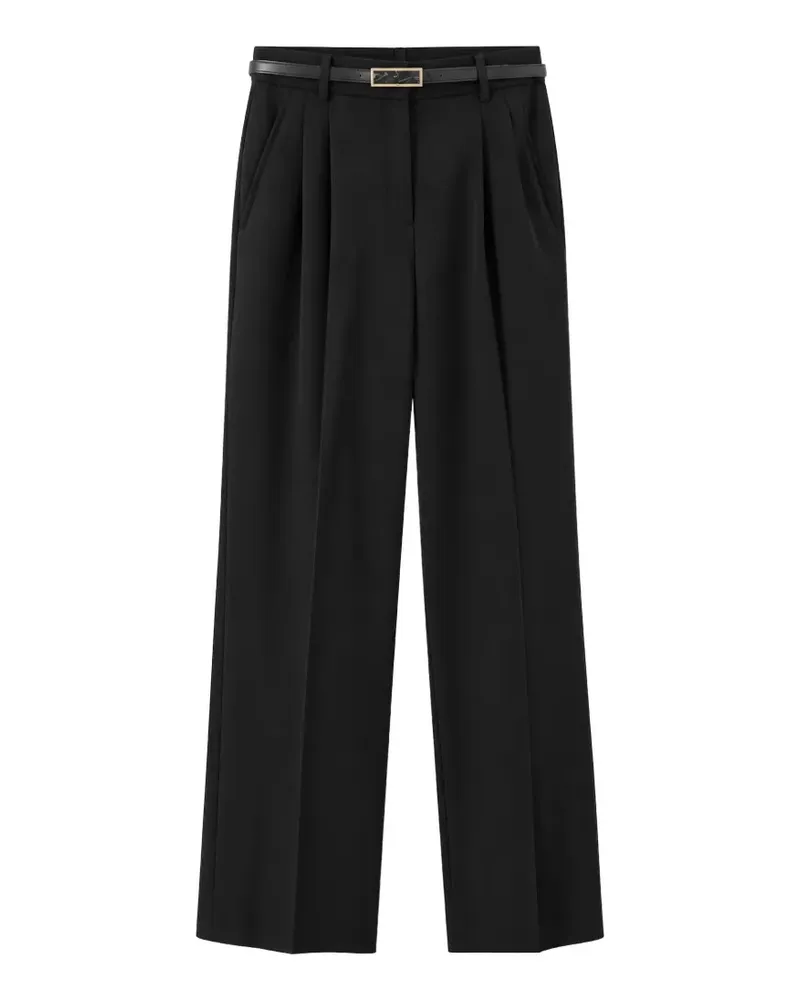 Max Mara Plissierte Hose mit Gürtel - Schwarz Schwarz