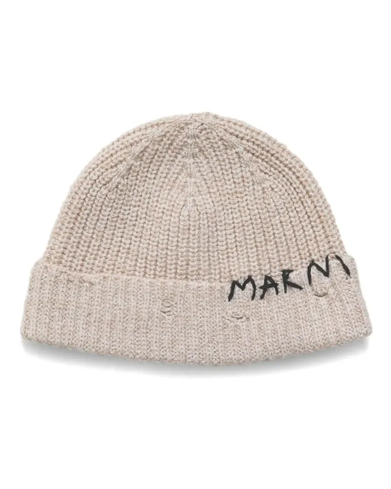 Marni Beanie mit Logo-Stickerei - Nude Nude