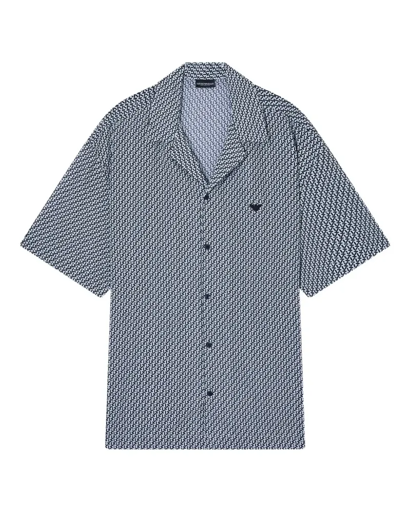 Emporio Armani buttoned patterned beachwear shirt - Blau Blau