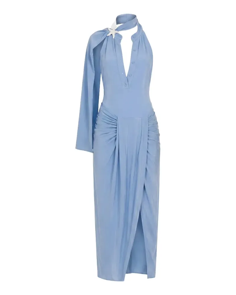 Vivetta starfish-embellished draped midi dress - Blau Blau