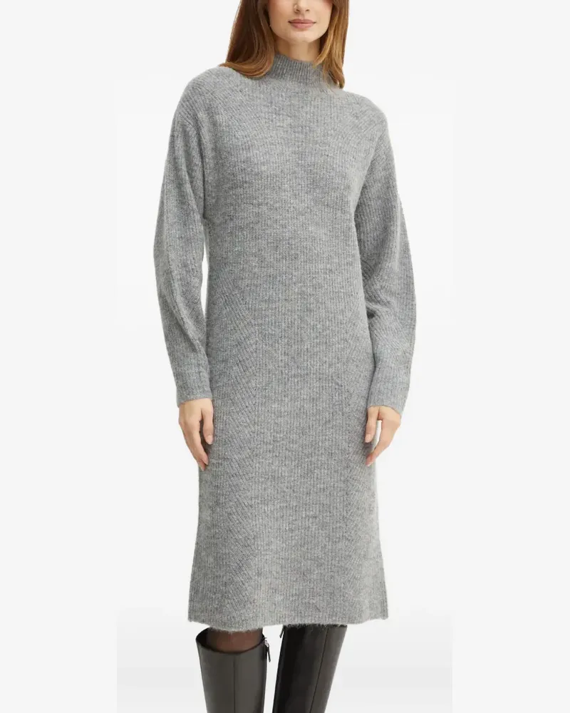 HUGO BOSS mock-neck knitted midi dress - Grau Grau