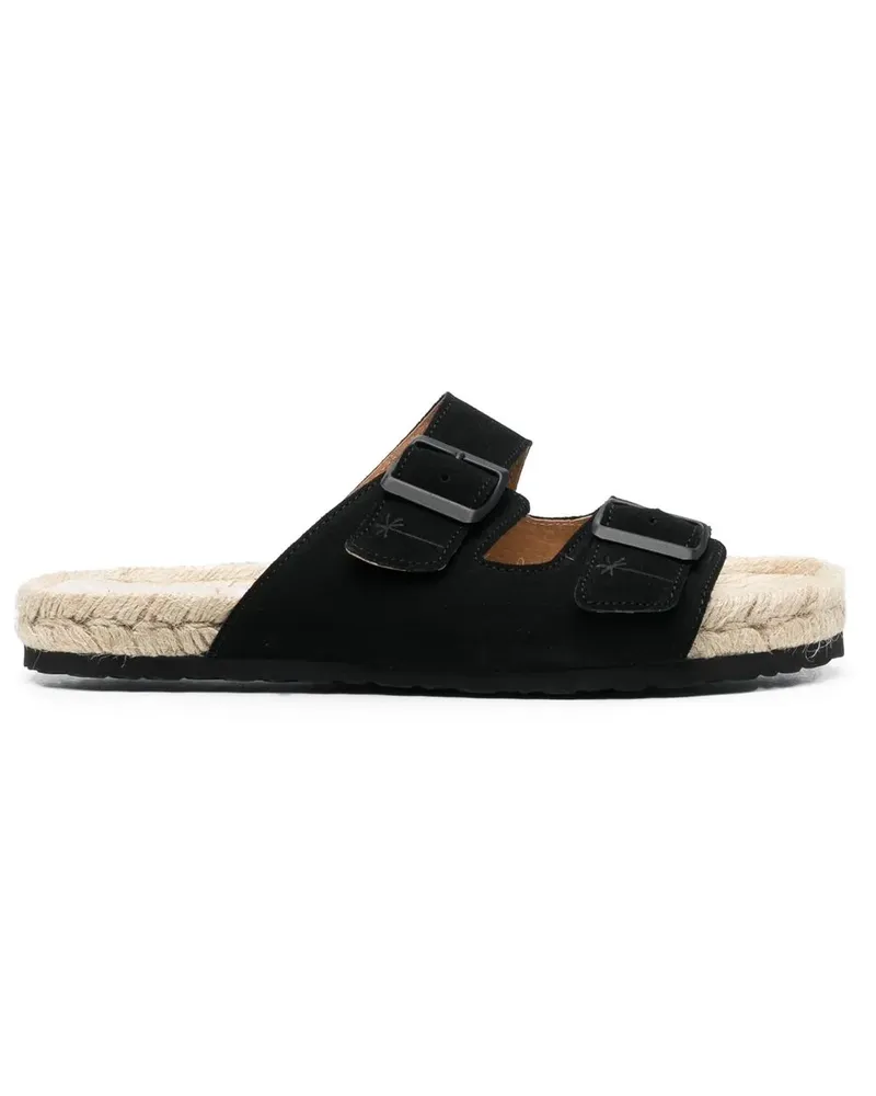 Manebí Pantoletten mit Espadrille-Sohle Schwarz