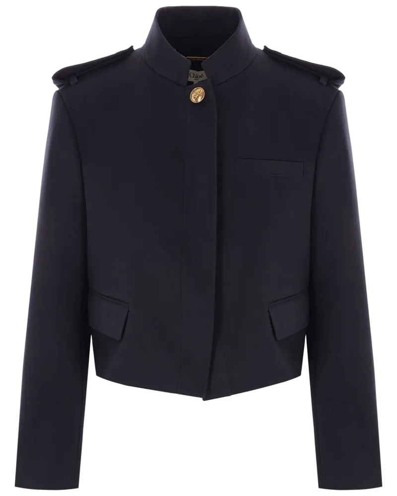 Chloé Cropped-Jacke mit Schulterklappen - Blau Blau