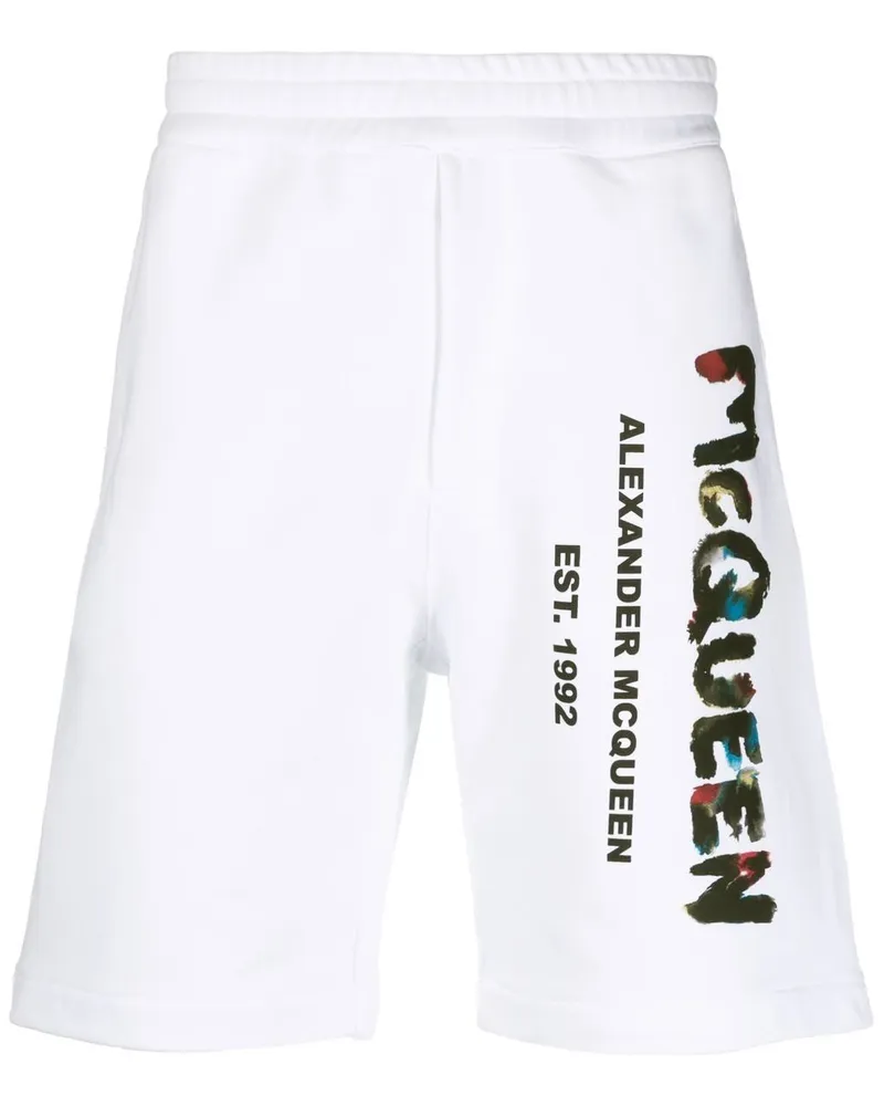 Alexander McQueen Joggingshorts mit Graffiti-Print - Weiß Weiß