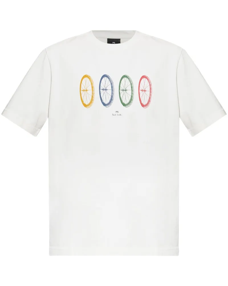 Paul Smith T-Shirt mit Wheels-Print - Weiß Weiß
