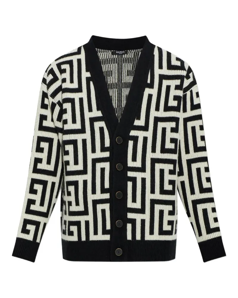 Balmain monogram-pattern cardigan - Schwarz Schwarz