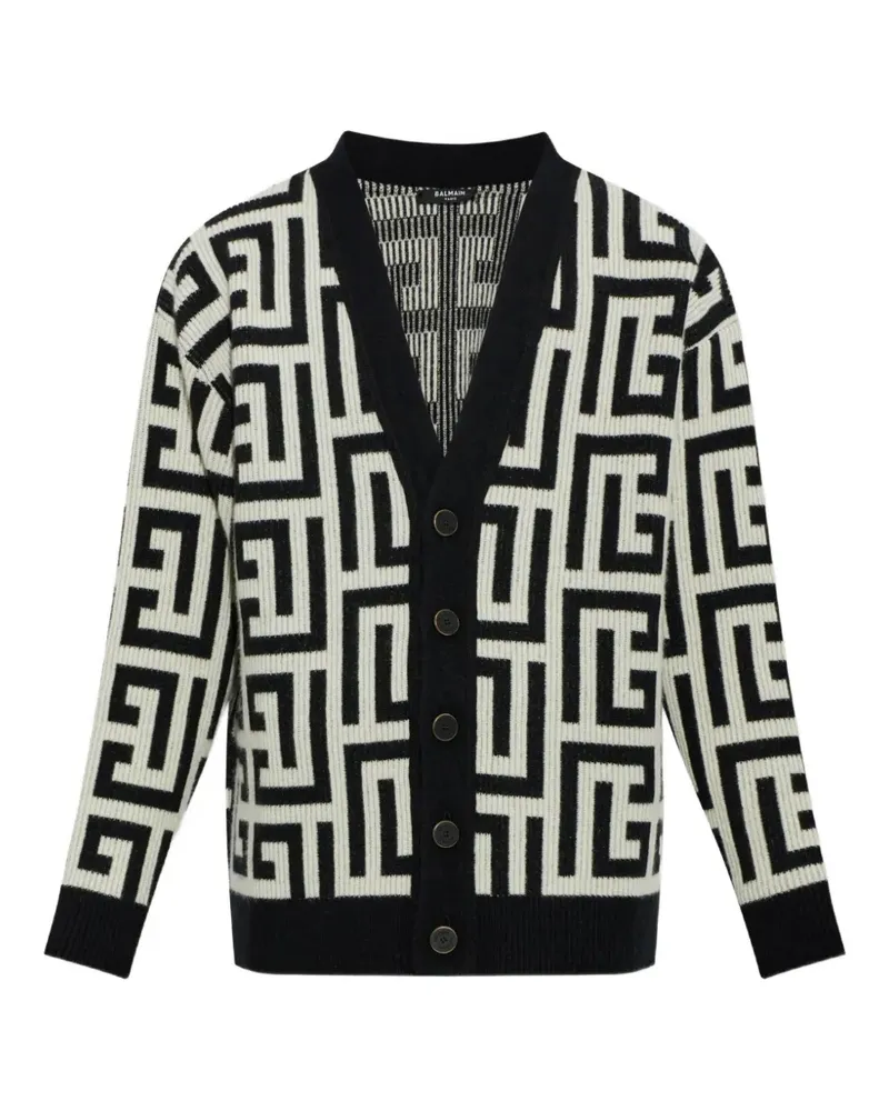 Balmain Cardigan mit Monogrammmuster - Schwarz Schwarz
