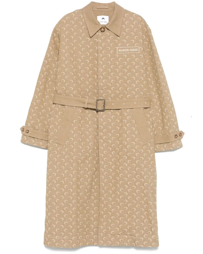 Marine Serre Twill-Mantel mit Monogrammmuster - Nude Nude