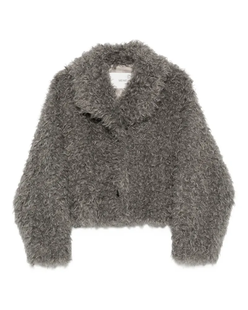 MEIMEIJ Cropped-Mantel aus Faux Fur - Grau Grau