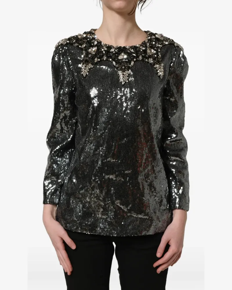 Dolce & Gabbana Bluse mit Kristallen und Pailletten - Schwarz Schwarz
