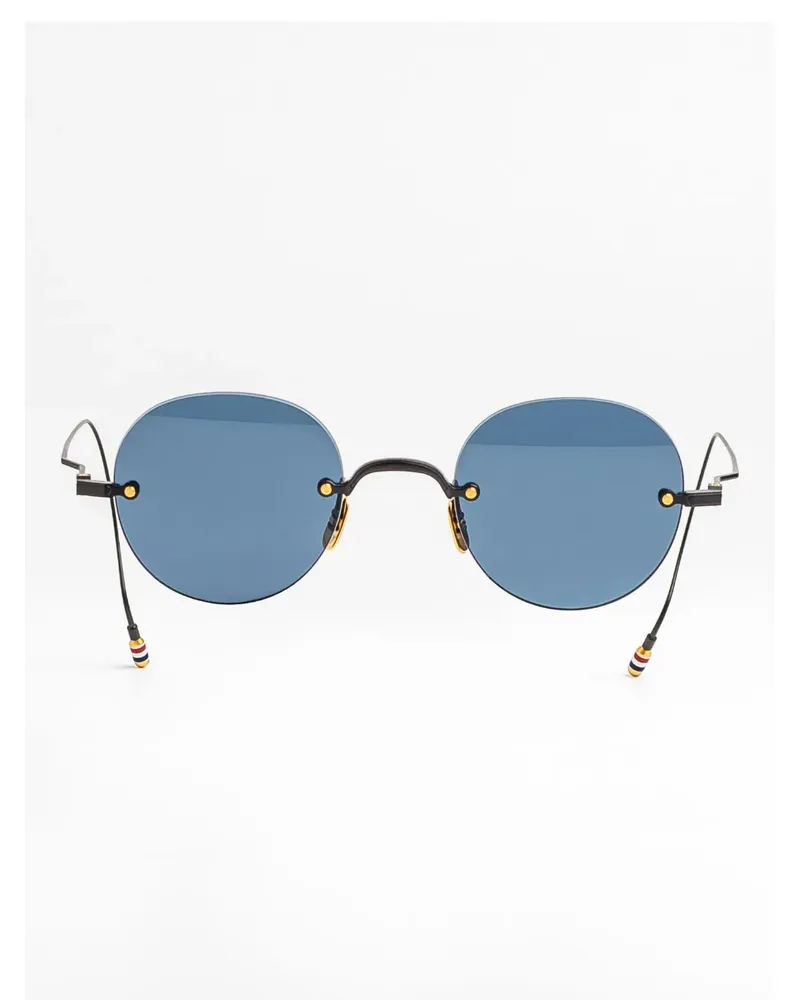 Thom Browne Sonnenbrille mit rundem Gestell - Schwarz Schwarz
