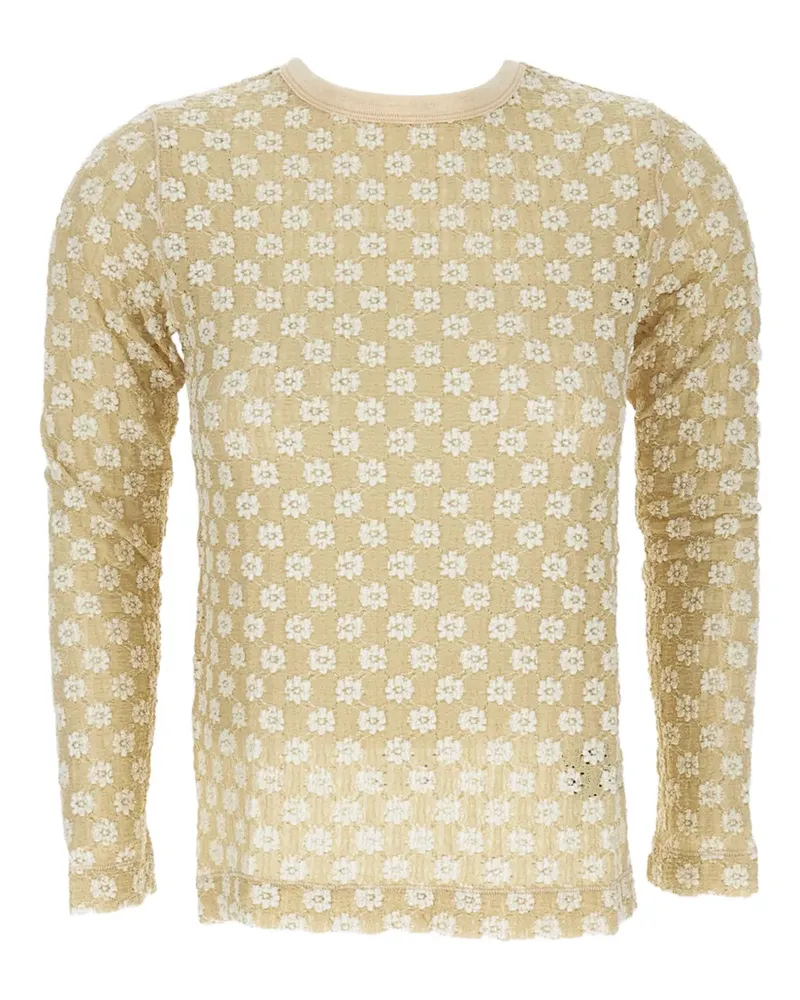 TANAKA Rundhals-Top mit Blumendetail - Gelb Gelb