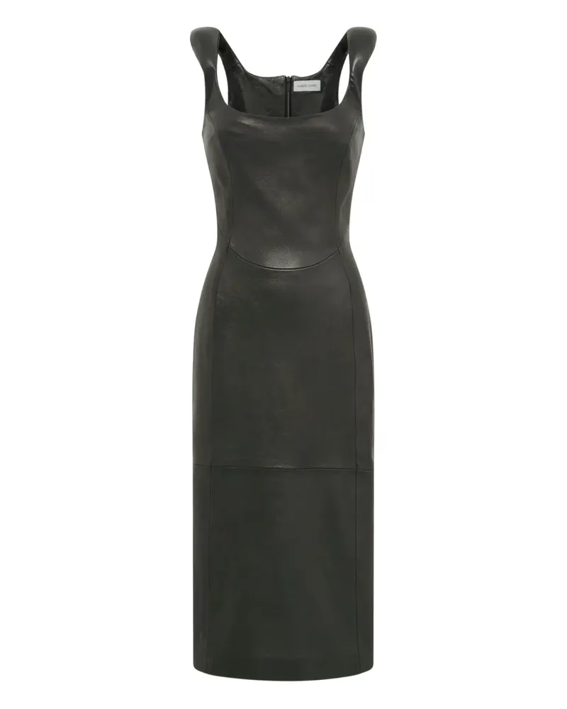 Marine Serre Glossy Moon leather midi dress - Schwarz Schwarz